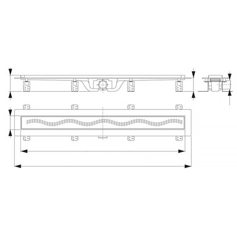 Лоток душевой APZ9 750 мм, с порогами для перф. решетки (с решеткой), нерж.сталь Лоток душевой APZ9 750 мм, с порогами для перф. решетки (с решеткой), нерж.сталь