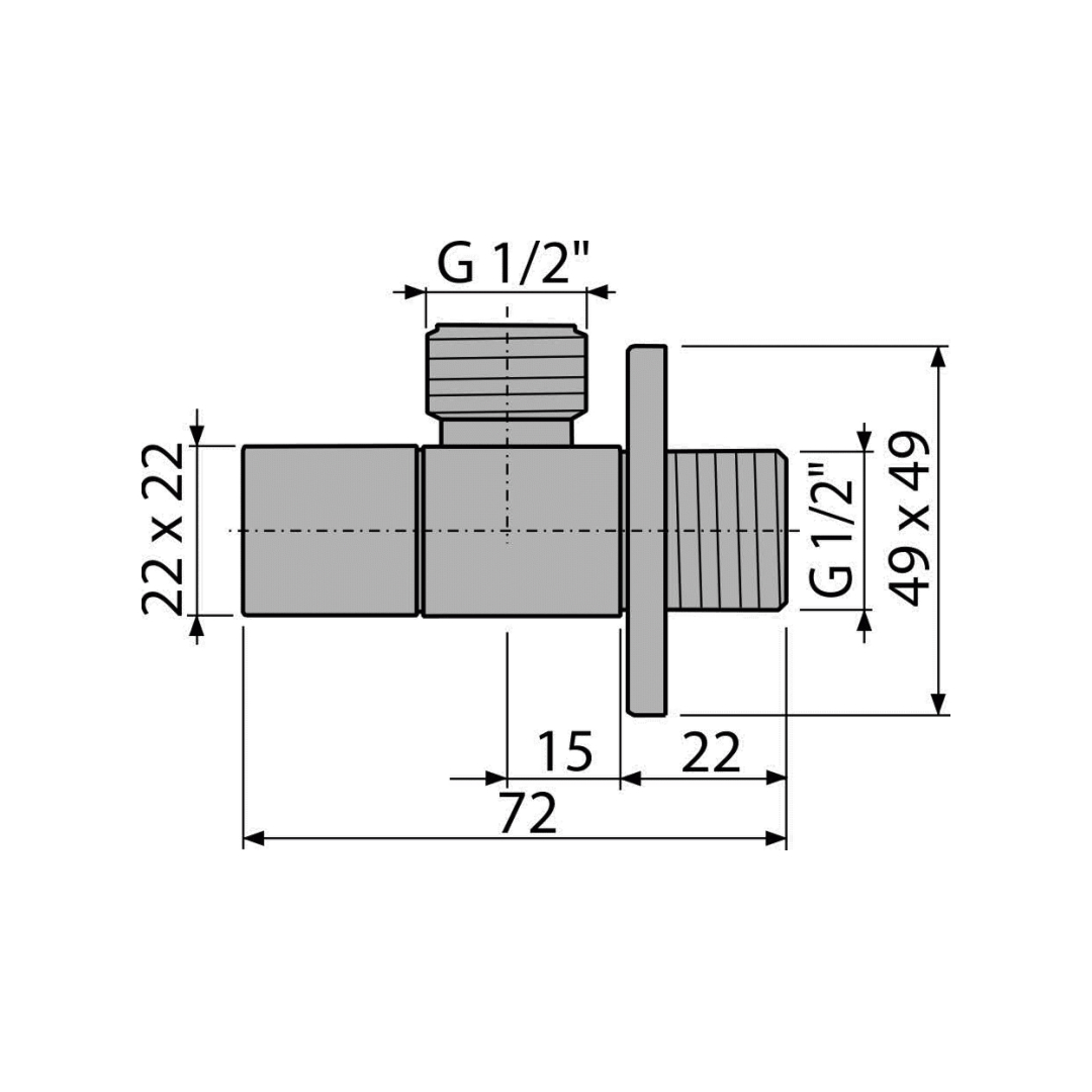 Вентиль угловой 1/2"×1/2", квадратный Вентиль угловой 1/2"×1/2", квадратный