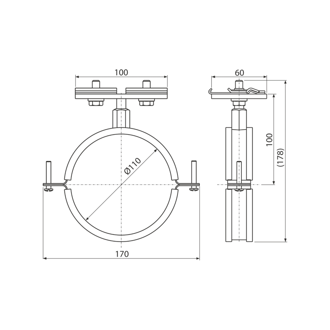Держатель стока/трубы Alca DN110 (хомут) Держатель стока/трубы Alca DN110 (хомут)
