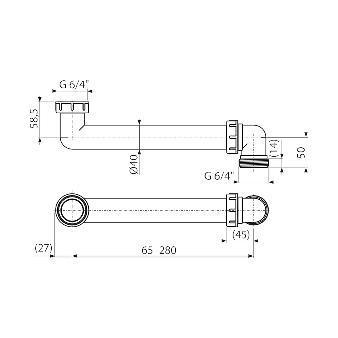 Отвод Alca 1 1/2" х 1 1/2", экономящий пространство Отвод Alca 1 1/2" х 1 1/2", экономящий пространство