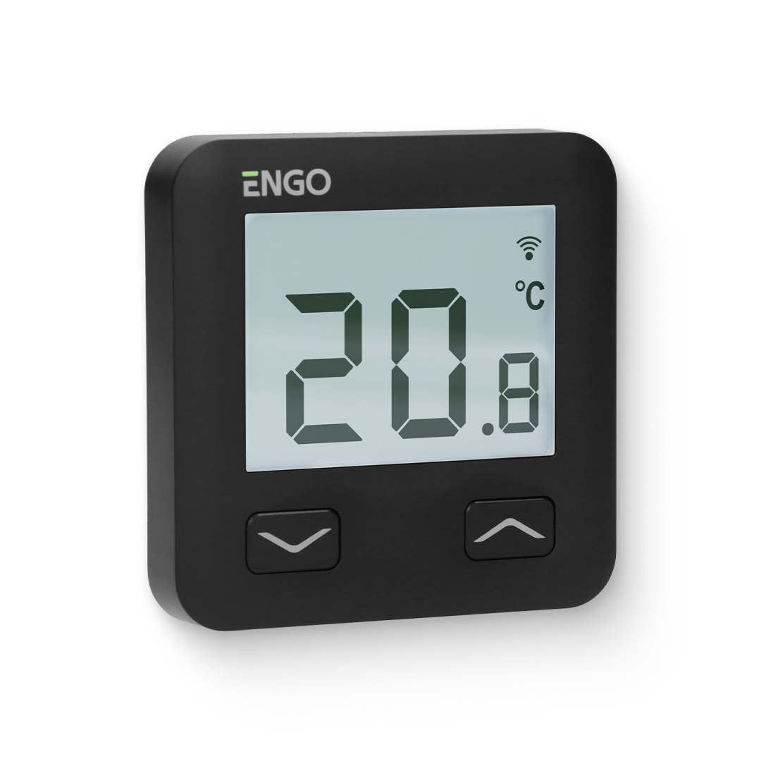 Термостат ENGO комнатный встраиваемый, программ. с дисплеем, WiFi, чёрный Термостат ENGO комнатный встраиваемый, программ. с дисплеем, WiFi, чёрный