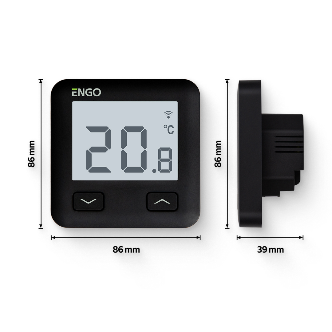 Термостат ENGO комнатный встраиваемый, программ. с дисплеем, WiFi, чёрный Термостат ENGO комнатный встраиваемый, программ. с дисплеем, WiFi, чёрный