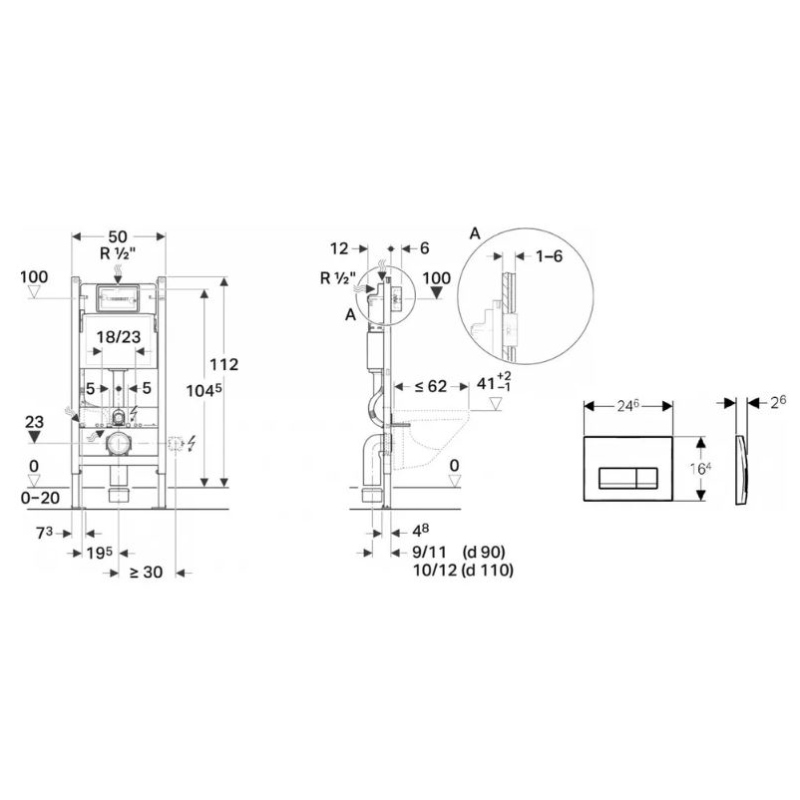 Кнопка смыва Geberit Delta50, хром Кнопка смыва Geberit Delta50, хром