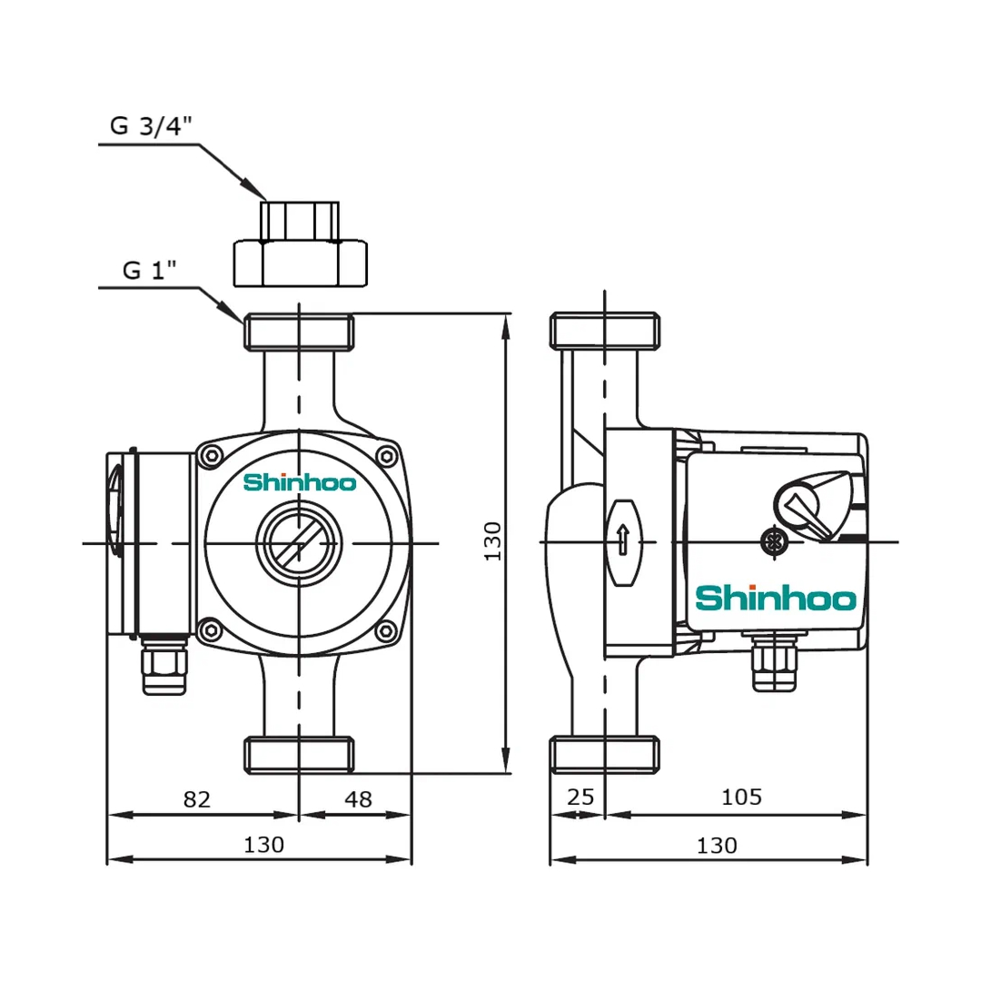 Насос циркуляционный Shinoo Basic 15-6S N 130 (подкл. G 1''x Rp 3/4'') нерж. сталь (без гаек) Насос циркуляционный Shinoo Basic 15-6S N 130 (подкл. G 1''x Rp 3/4'') нерж. сталь (без гаек)