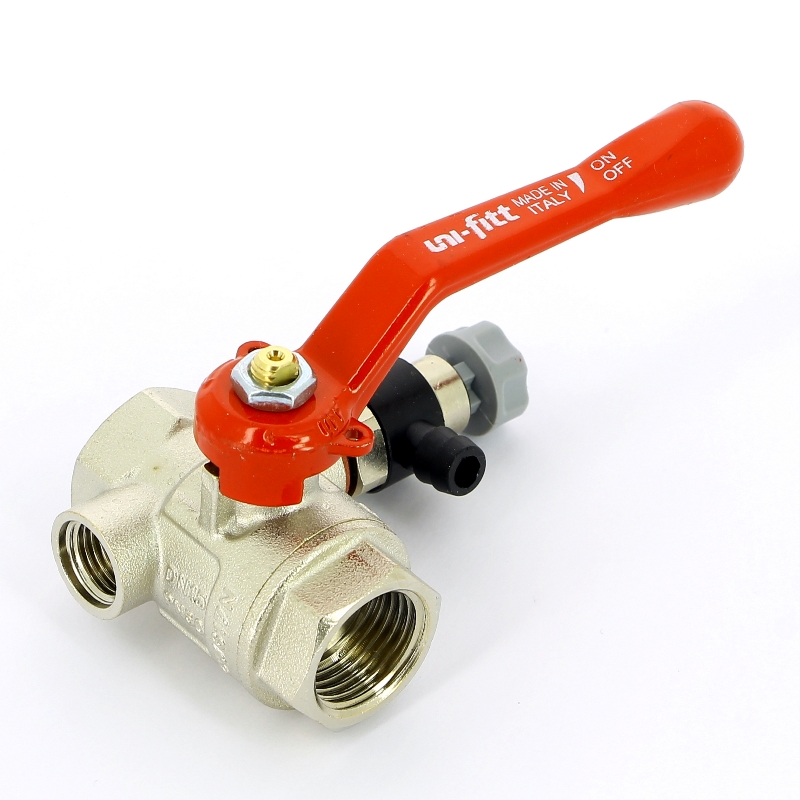Кран шаровой ВВ 1/2" с дренажным вентилем (заглушка 1/4"), ручка Кран шаровой ВВ 1/2" с дренажным вентилем (заглушка 1/4"), ручка