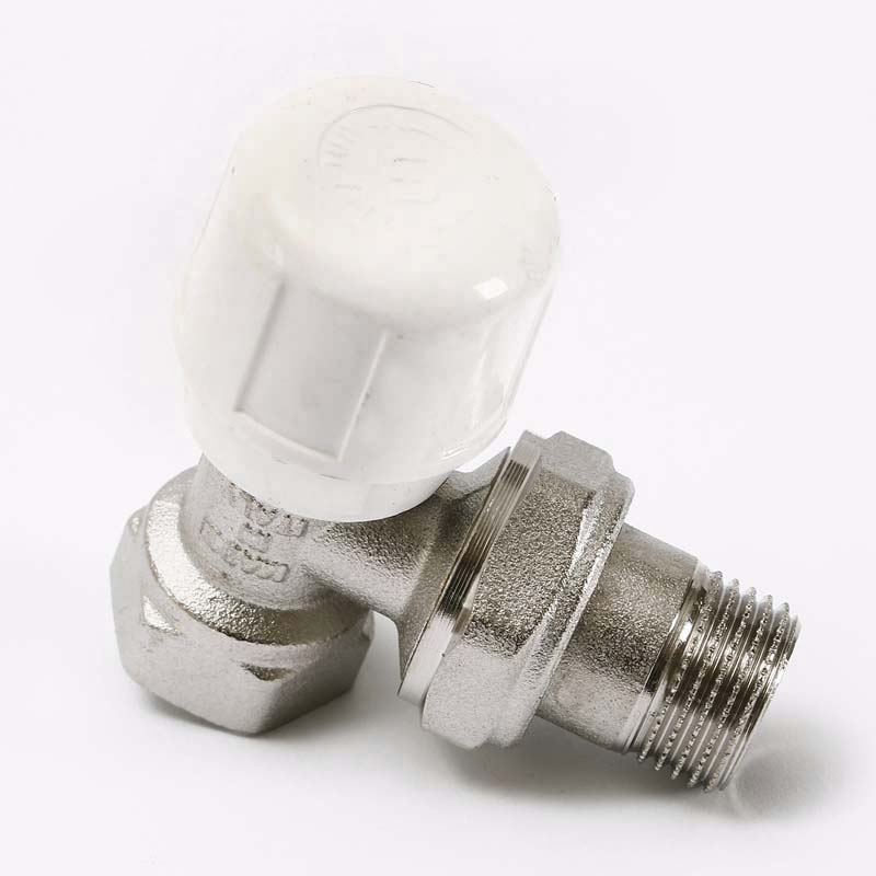 Вентиль ручной угловой НВ 1/2" с разъёмным соединением, никелированный Вентиль ручной угловой НВ 1/2" с разъёмным соединением, никелированный