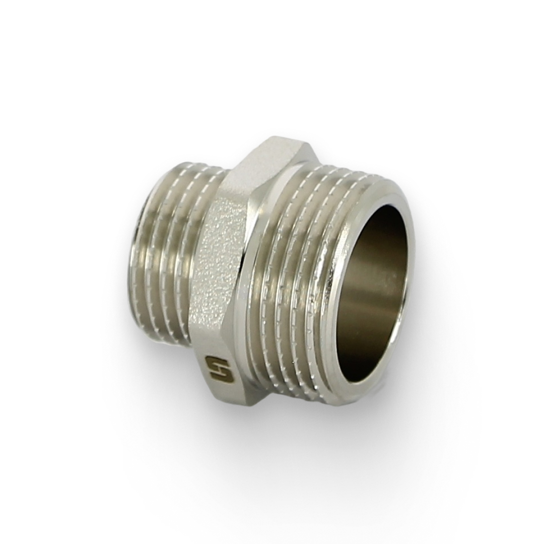 Ниппель 3/4" х 1/2", никелированный Ниппель 3/4" х 1/2", никелированный