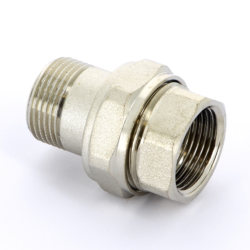 Разъемное соединение прямое НВ 3/4" с плоской прокладкой, никелированная латунь Разъемное соединение прямое НВ 3/4" с плоской прокладкой, никелированная латунь