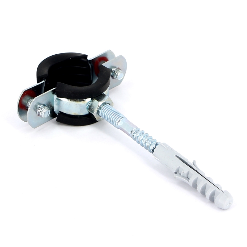 Хомут 3/4" (25-29 мм) с резиновым уплотнителем, шпилькой и дюбелем Хомут 3/4" (25-29 мм) с резиновым уплотнителем, шпилькой и дюбелем