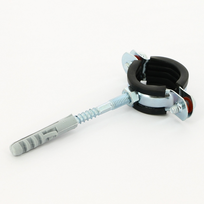 Хомут 1" (32-37 мм) с резиновым уплотнителем, шпилькой и дюбелем Хомут 1" (32-37 мм) с резиновым уплотнителем, шпилькой и дюбелем