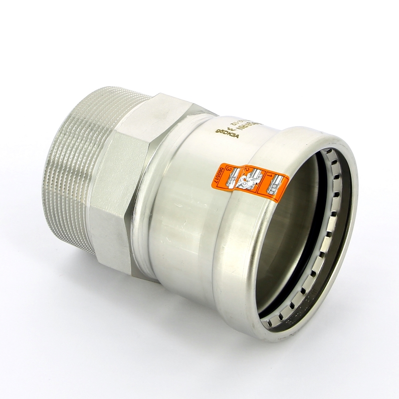 Муфта пресс-Н 76х2'1/2 нерж.сталь Sanpress Inox XL SC-Contur со стопорным кольцом Муфта пресс-Н 76х2'1/2 нерж.сталь Sanpress Inox XL SC-Contur со стопорным кольцом