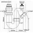 Сифон трубный S-образный 1 1/2" х 40 мм без вып. с вент. клапаном, выход 40 мм